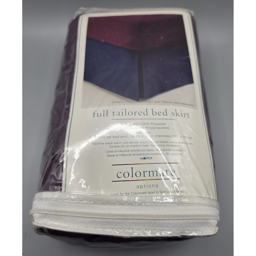 Vintage Sears Colormate Full Bed Skirt Plum Purple 14" Drop 180 Percale NOS